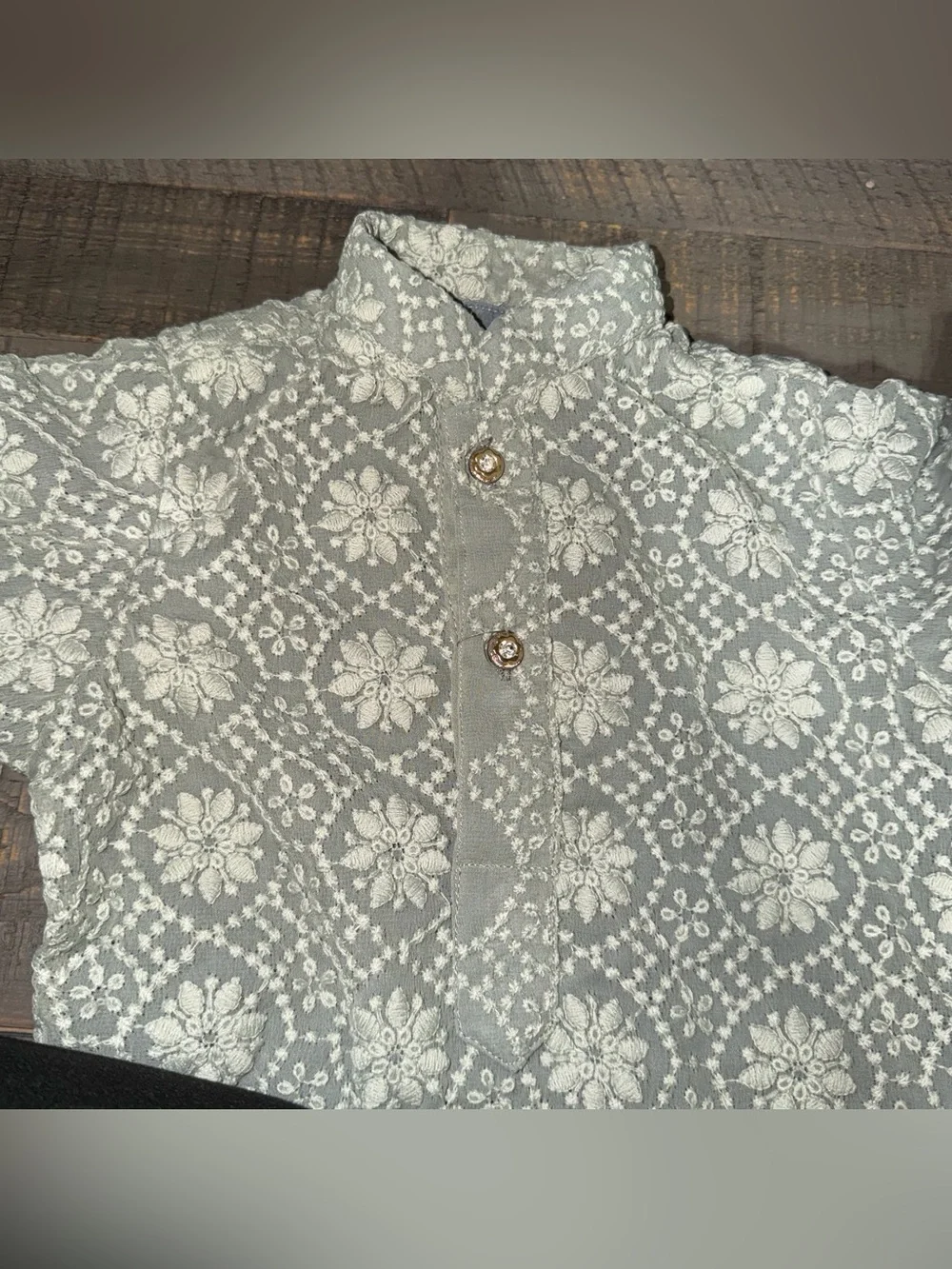 Embroidered Green Floral Printed Kurta Tunic kids 2T see measurements